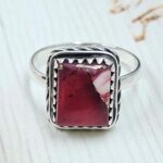 Red Rose Dahlia Turquoise Size US 9 925 Sterling Silver Ring (REXT31-62)