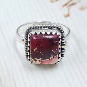 Red Rose Dahlia Turquoise Size US 7 925 Sterling Silver Ring (REXT31-68)