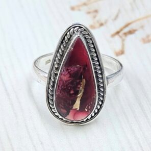 Red Rose Dahlia Turquoise Size US 6 925 Sterling Silver Ring (REXT31-71)