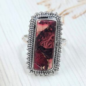 Red Rose Dahlia Turquoise Size US 6 925 Sterling Silver Ring (REXT31-75)