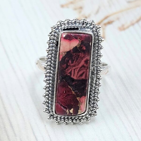 Red Rose Dahlia Turquoise Size US 6 925 Sterling Silver Ring (REXT31-75)