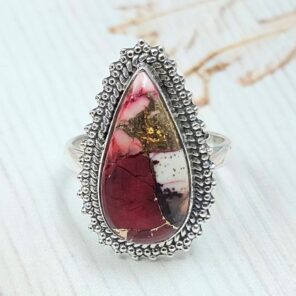 Red Rose Dahlia Turquoise Size US 6 925 Sterling Silver Ring (REXT31-76)