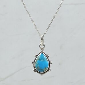 Kingman Turquoise 1" 925 Sterling Silver Pendant (RS7-216)