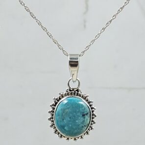 Mohave Turquoise 1" 925 Sterling Silver Pendant (RS7-224)