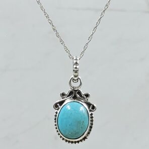 Mohave Turquoise 1" 925 Sterling Silver Pendant (RS7-225)