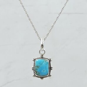 Kingman Turquoise 1" 925 Sterling Silver Pendant (RS7-206)