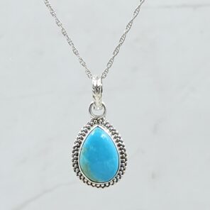 Kingman Turquoise 1" 925 Sterling Silver Pendant (RS7-218)