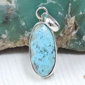 Morenci Turquoise 1" 925 Sterling Silver Pendant (REXT45-78)