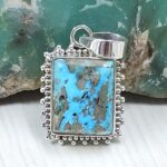 Morenci Turquoise 1" 925 Sterling Silver Pendant (REXT45-79)