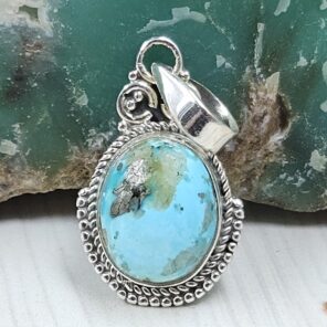 Morenci Turquoise 1" 925 Sterling Silver Pendant (REXT45-90)