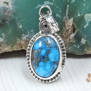 Morenci Turquoise 1" 925 Sterling Silver Pendant (REXT45-60)
