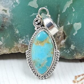 Mohave Turquoise 1" 925 Sterling Silver Pendant (RS7-246)
