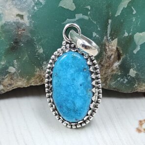 Morenci Turquoise 1" 925 Sterling Silver Pendant (REXT45-59)