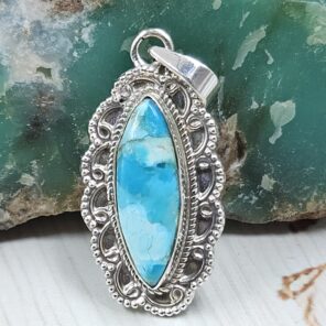 Mohave Turquoise 1" 925 Sterling Silver Pendant (RS7-261)