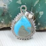 Morenci Turquoise 1" 925 Sterling Silver Pendant (REXT45-36)