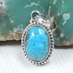 Morenci Turquoise 1" 925 Sterling Silver Pendant (REXT45-50)