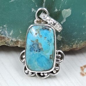Mohave Turquoise 1" 925 Sterling Silver Pendant (RS7-258)