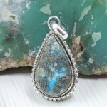 Morenci Turquoise 1" 925 Sterling Silver Pendant (REXT45-33)