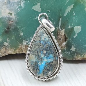 Morenci Turquoise 1" 925 Sterling Silver Pendant (REXT45-33)