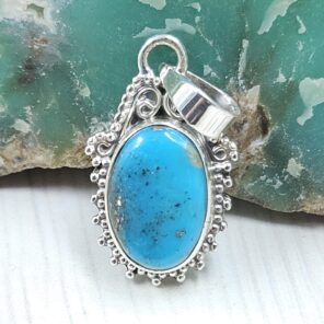 Morenci Turquoise 1" 925 Sterling Silver Pendant (REXT45-41)