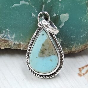 Morenci Turquoise 1" 925 Sterling Silver Pendant (REXT45-35)