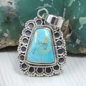 Mohave Turquoise 1" 925 Sterling Silver Pendant (RS7-241)