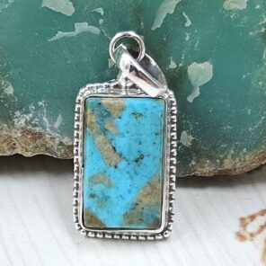 Morenci Turquoise 1" 925 Sterling Silver Pendant (REXT45-84)