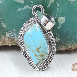 Mohave Turquoise 1" 925 Sterling Silver Pendant (RS7-254)