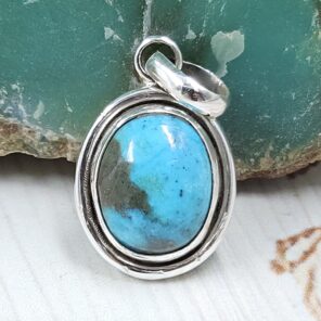 Morenci Turquoise 1" 925 Sterling Silver Pendant (REXT45-70)