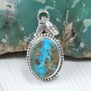 Morenci Turquoise 1" 925 Sterling Silver Pendant (REXT45-48)