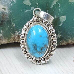 Morenci Turquoise 1" 925 Sterling Silver Pendant (REXT45-29)