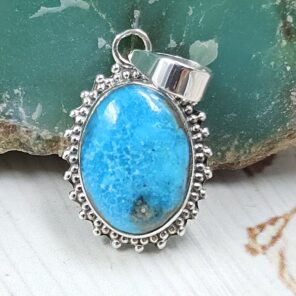Morenci Turquoise 1" 925 Sterling Silver Pendant (REXT45-69)