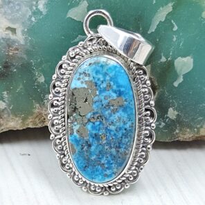 Morenci Turquoise 1" 925 Sterling Silver Pendant (REXT45-46)