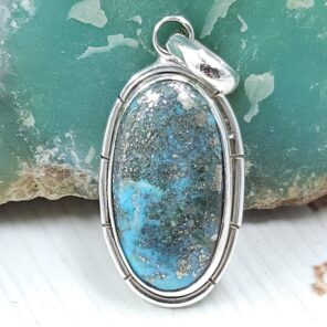Morenci Turquoise 1" 925 Sterling Silver Pendant (REXT45-56)