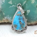 Morenci Turquoise 1" 925 Sterling Silver Pendant (REXT45-30)