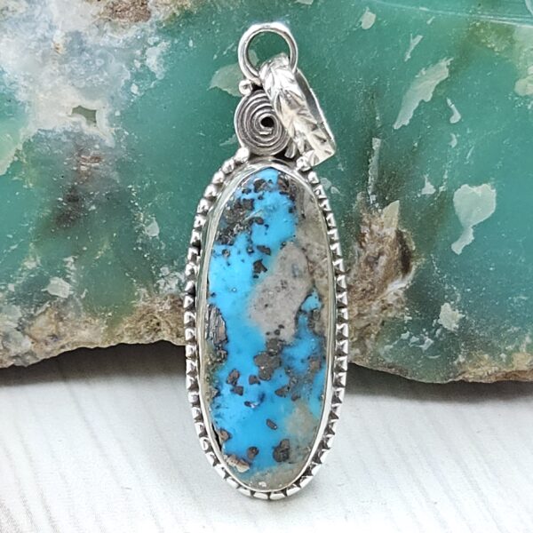 Morenci Turquoise 1" 925 Sterling Silver Pendant (REXT45-45)
