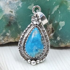 Morenci Turquoise 1" 925 Sterling Silver Pendant (REXT45-25)