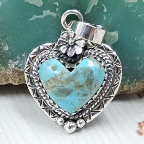 Mohave Turquoise 1" 925 Sterling Silver Pendant (RS7-239)