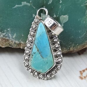 Mohave Turquoise 1" 925 Sterling Silver Pendant (RS7-250)