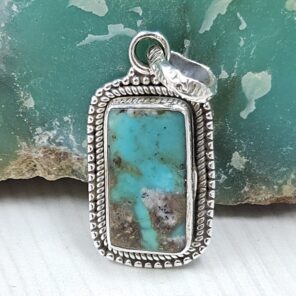 Morenci Turquoise 1" 925 Sterling Silver Pendant (REXT45-83)