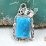 Morenci Turquoise 1" 925 Sterling Silver Pendant (REXT45-72)