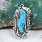 Morenci Turquoise 1" 925 Sterling Silver Pendant (REXT45-39)