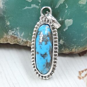 Morenci Turquoise 1" 925 Sterling Silver Pendant (REXT45-38)