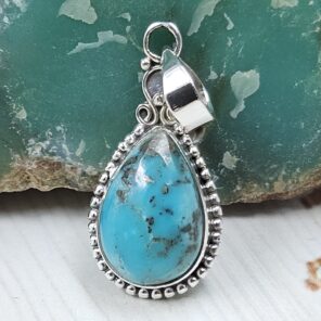 Morenci Turquoise 1" 925 Sterling Silver Pendant (REXT45-32)