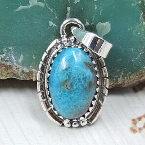 Morenci Turquoise 1" 925 Sterling Silver Pendant (REXT45-49)