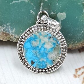 Morenci Turquoise 1" 925 Sterling Silver Pendant (REXT45-80)