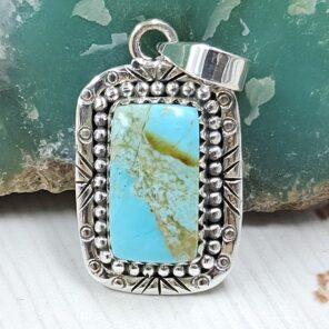 Kingman Turquoise 1" 925 Sterling Silver Pendant (RS7-209)