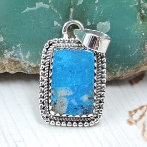 Morenci Turquoise 1" 925 Sterling Silver Pendant (REXT45-75)