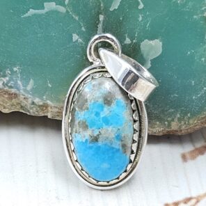 Morenci Turquoise 1" 925 Sterling Silver Pendant (REXT45-64)