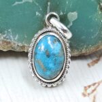 Morenci Turquoise 1" 925 Sterling Silver Pendant (REXT45-52)